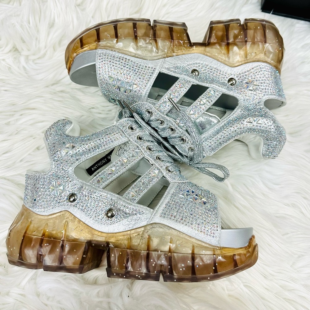 Anthony Wang Chunky Silver Gem Sandal - Picture 4 of 6